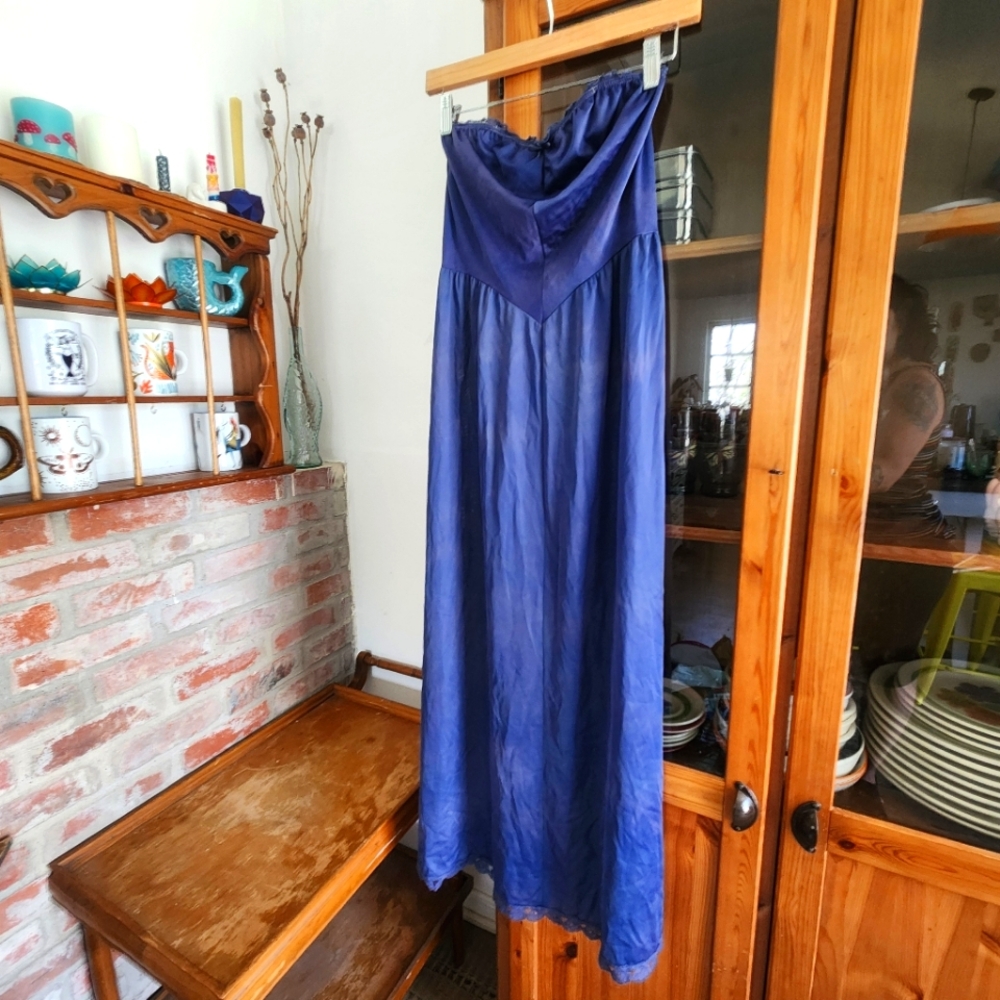 Vintage Convertible Strapless Long Navy Slip
